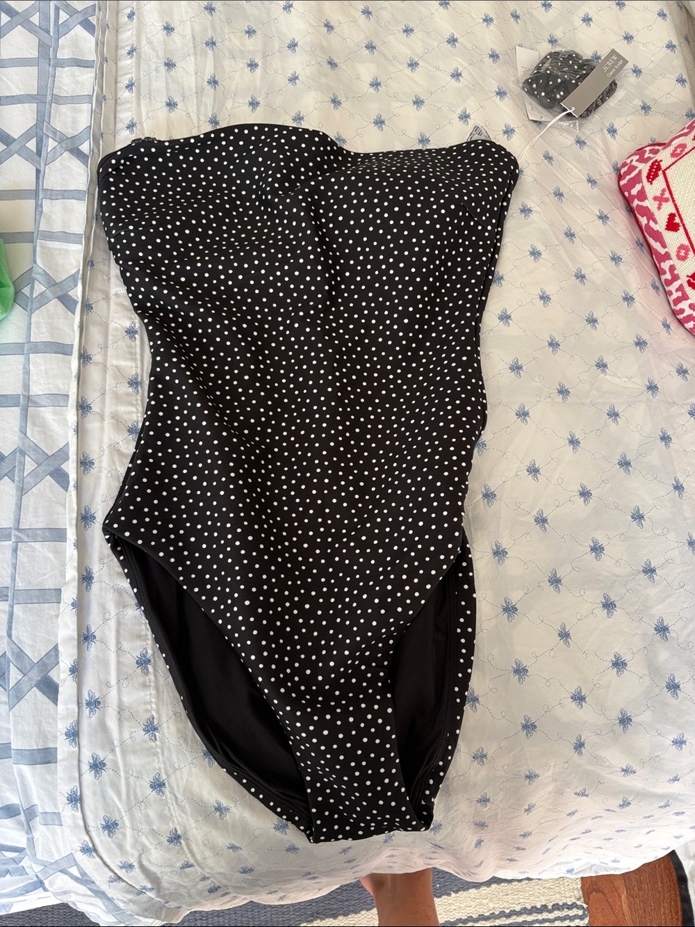 NWT J.Crew Black One-Piece Swimsuit with White Polka Dots